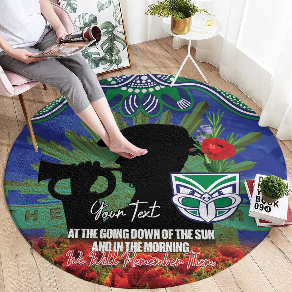 Personalised NZ Warriors Rugby ANZAC Day Round Carpet Last Post Poppy We Will Remember Them
