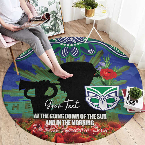 Personalised NZ Warriors Rugby ANZAC Day Round Carpet Last Post Poppy We Will Remember Them
