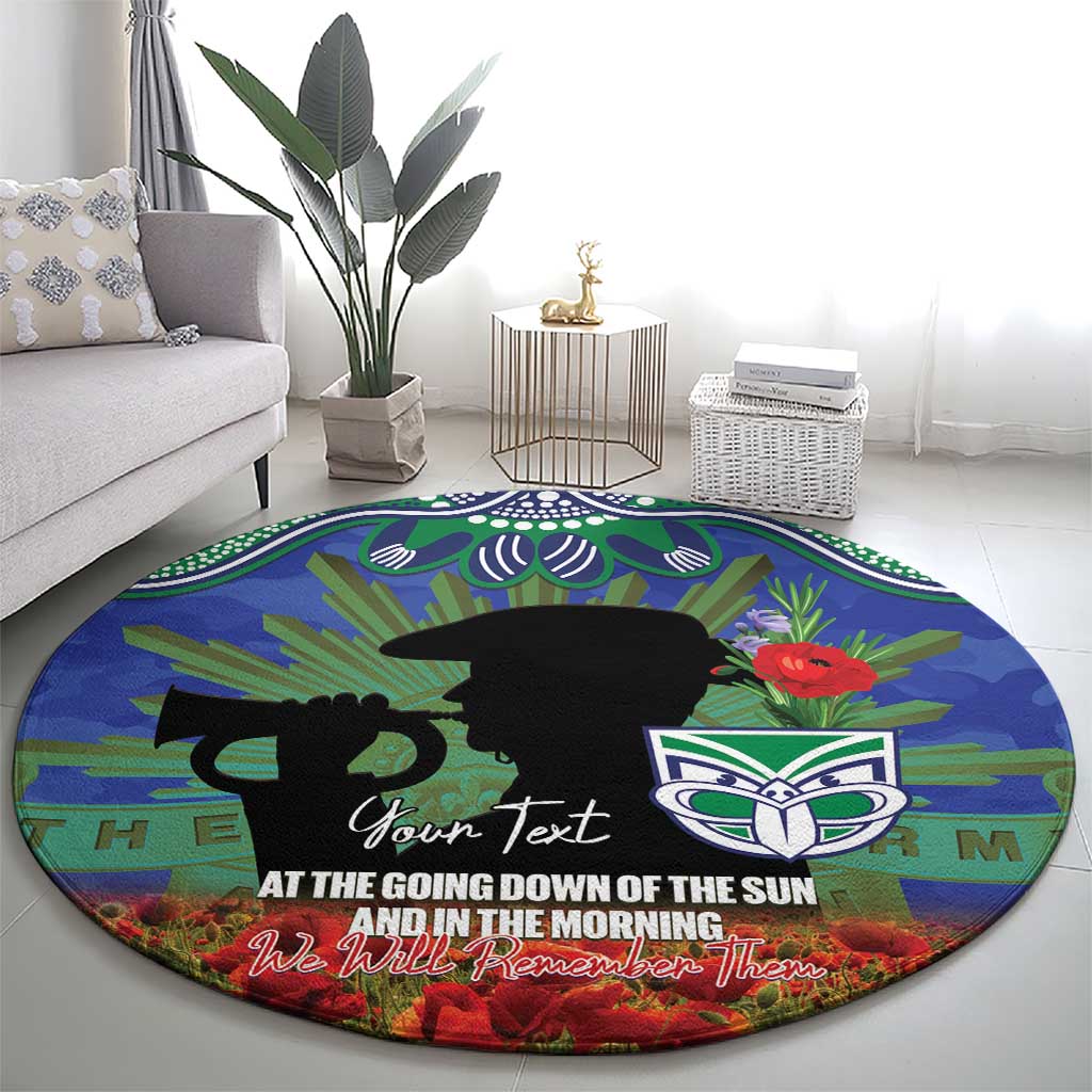Personalised NZ Warriors Rugby ANZAC Day Round Carpet Last Post Poppy We Will Remember Them