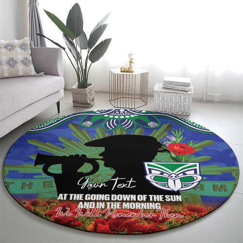 Personalised NZ Warriors Rugby ANZAC Day Round Carpet Last Post Poppy We Will Remember Them