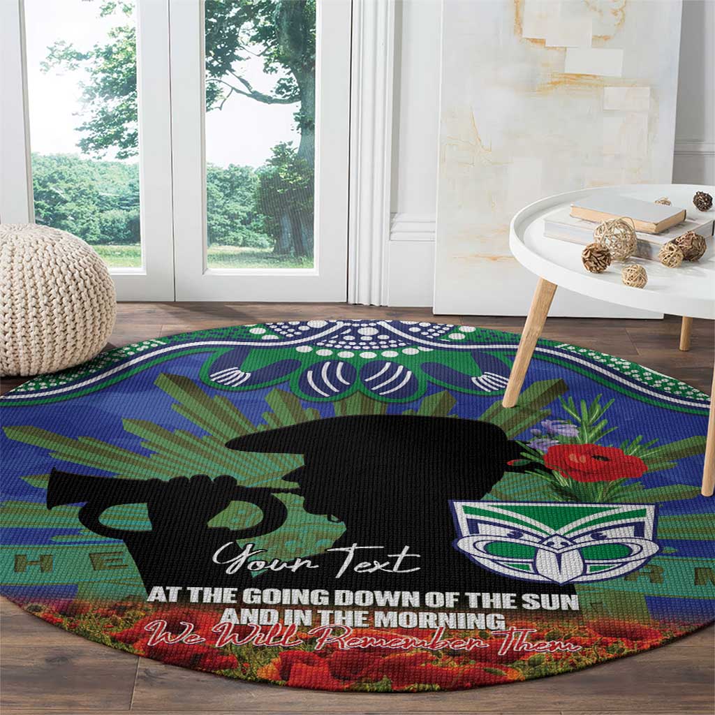 Personalised NZ Warriors Rugby ANZAC Day Round Carpet Last Post Poppy We Will Remember Them