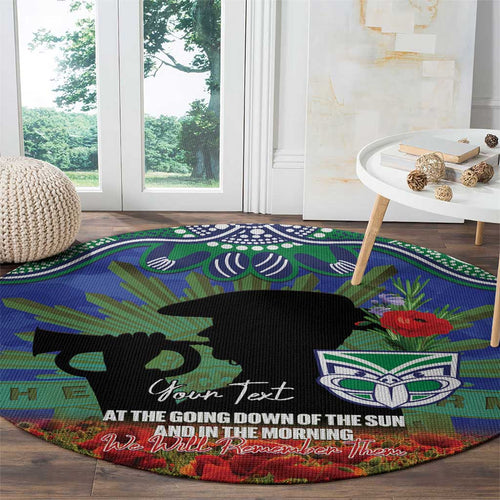Personalised NZ Warriors Rugby ANZAC Day Round Carpet Last Post Poppy We Will Remember Them