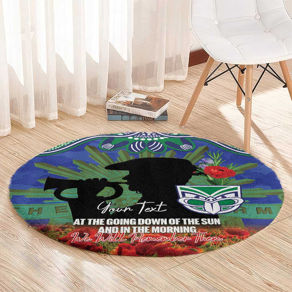Personalised NZ Warriors Rugby ANZAC Day Round Carpet Last Post Poppy We Will Remember Them