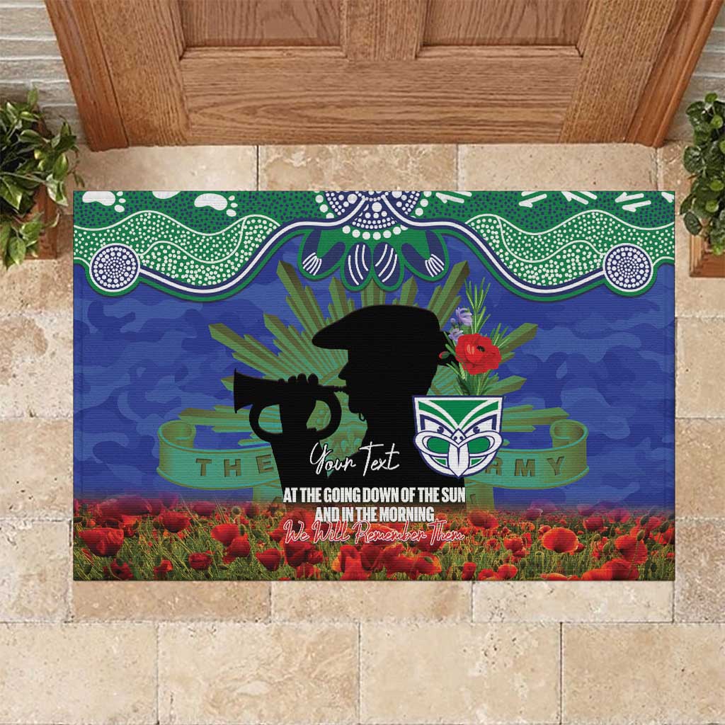 Personalised NZ Warriors Rugby ANZAC Day Rubber Doormat Last Post Poppy We Will Remember Them