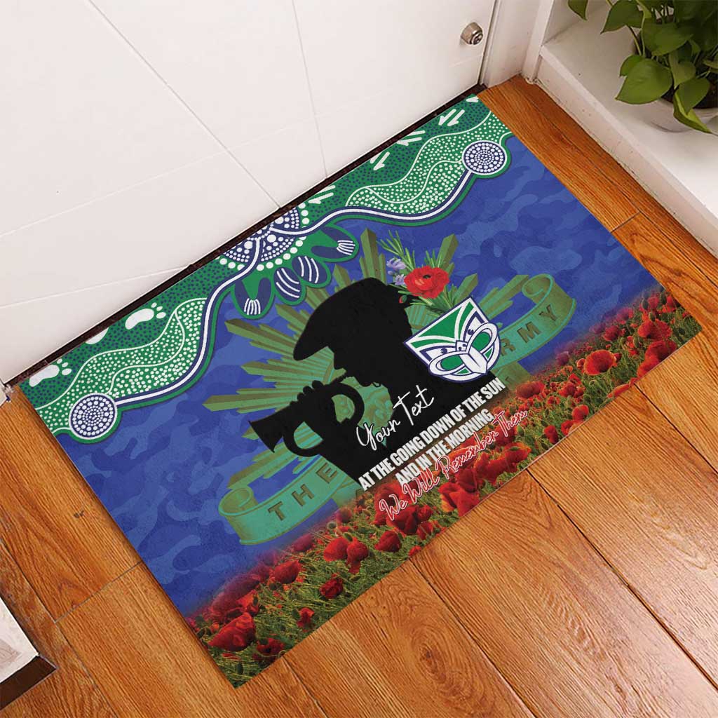 Personalised NZ Warriors Rugby ANZAC Day Rubber Doormat Last Post Poppy We Will Remember Them