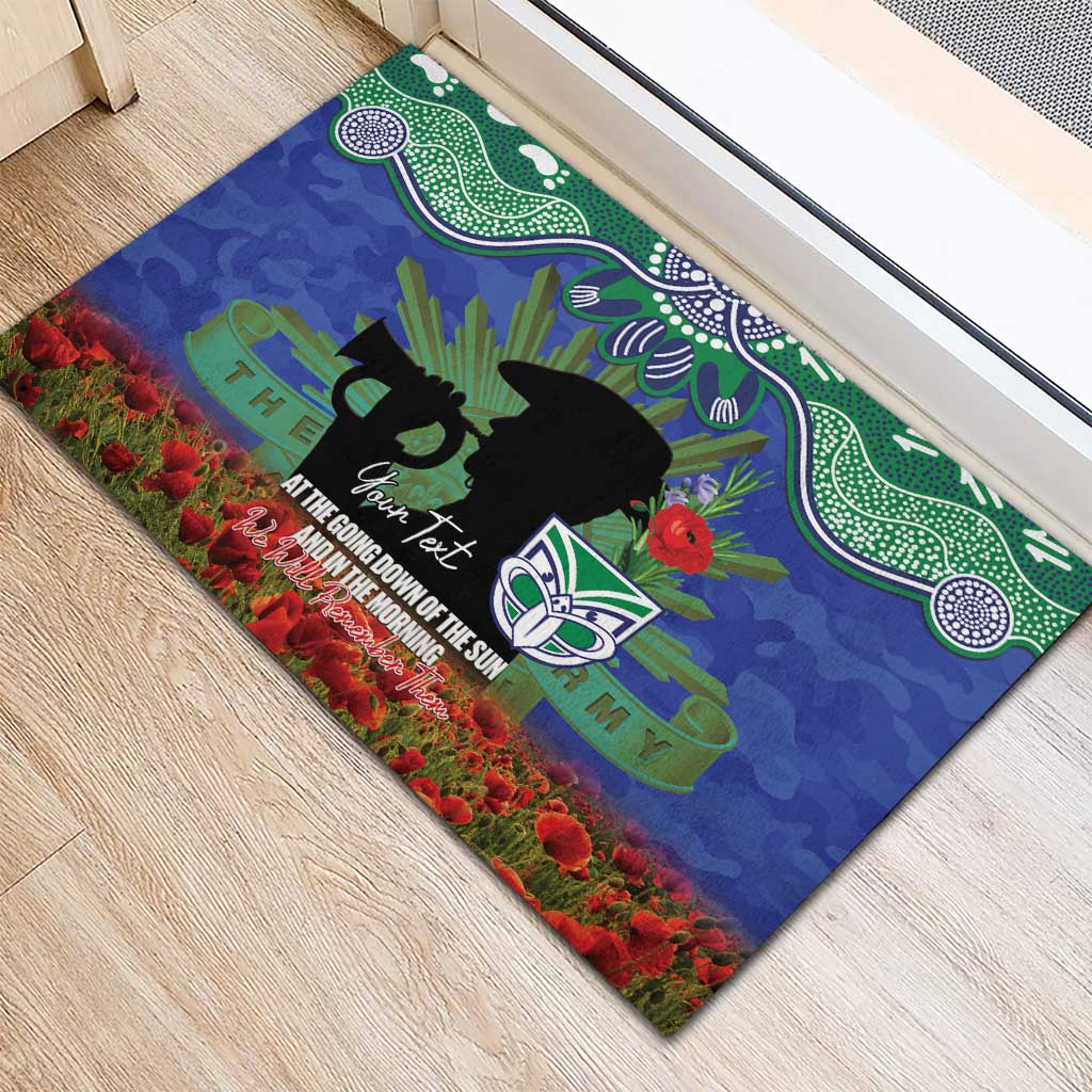 Personalised NZ Warriors Rugby ANZAC Day Rubber Doormat Last Post Poppy We Will Remember Them