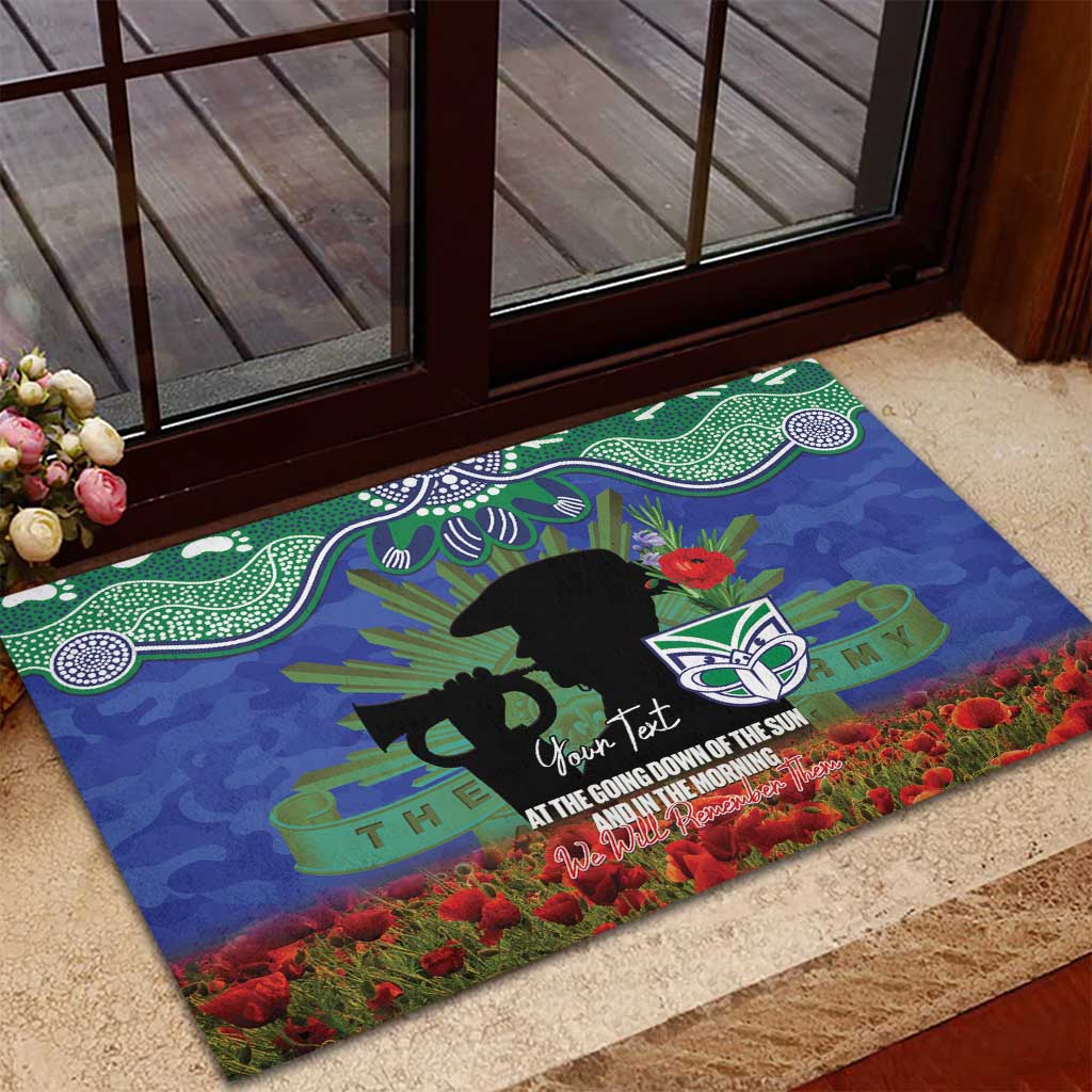 Personalised NZ Warriors Rugby ANZAC Day Rubber Doormat Last Post Poppy We Will Remember Them