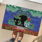 Personalised NZ Warriors Rugby ANZAC Day Rubber Doormat Last Post Poppy We Will Remember Them