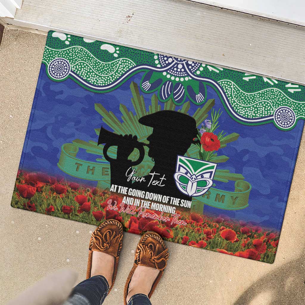 Personalised NZ Warriors Rugby ANZAC Day Rubber Doormat Last Post Poppy We Will Remember Them