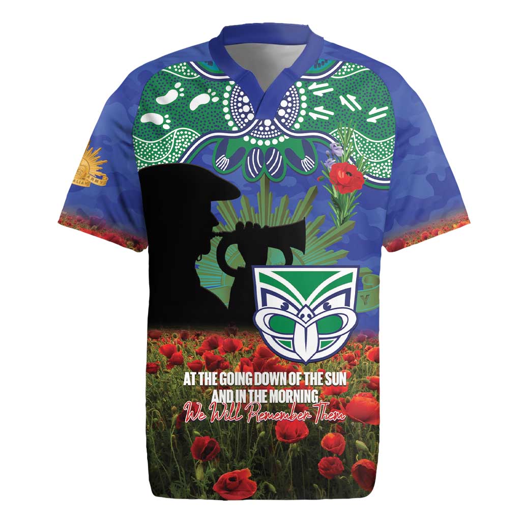 Personalised NZ Warriors Rugby ANZAC Day Rugby Jersey Last Post Poppy We Will Remember Them