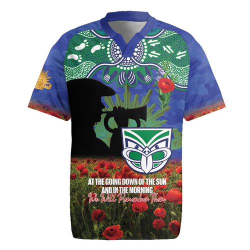 Personalised NZ Warriors Rugby ANZAC Day Rugby Jersey Last Post Poppy We Will Remember Them
