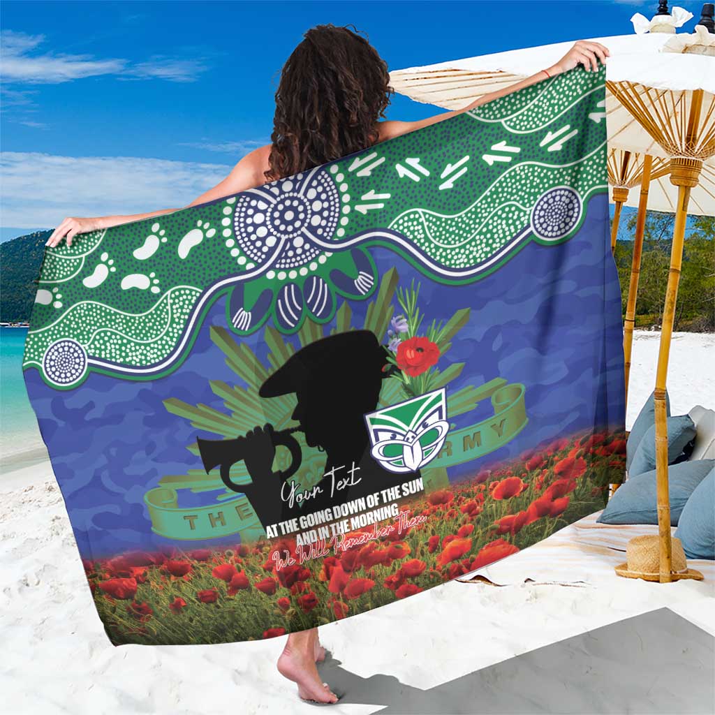 Personalised NZ Warriors Rugby ANZAC Day Sarong Last Post Poppy We Will Remember Them