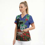 Personalised NZ Warriors Rugby ANZAC Day Scrub Top Last Post Poppy We Will Remember Them