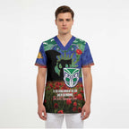 Personalised NZ Warriors Rugby ANZAC Day Scrub Top Last Post Poppy We Will Remember Them