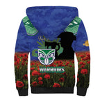 Personalised NZ Warriors Rugby ANZAC Day Sherpa Hoodie Last Post Poppy We Will Remember Them