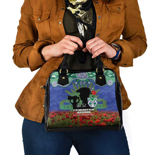 Personalised NZ Warriors Rugby ANZAC Day Shoulder Handbag Last Post Poppy We Will Remember Them