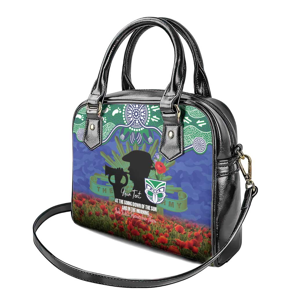 Personalised NZ Warriors Rugby ANZAC Day Shoulder Handbag Last Post Poppy We Will Remember Them