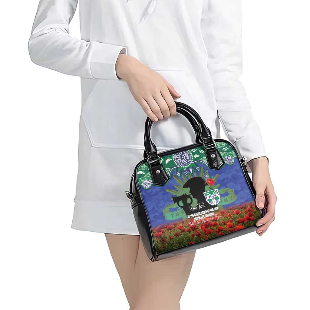 Personalised NZ Warriors Rugby ANZAC Day Shoulder Handbag Last Post Poppy We Will Remember Them