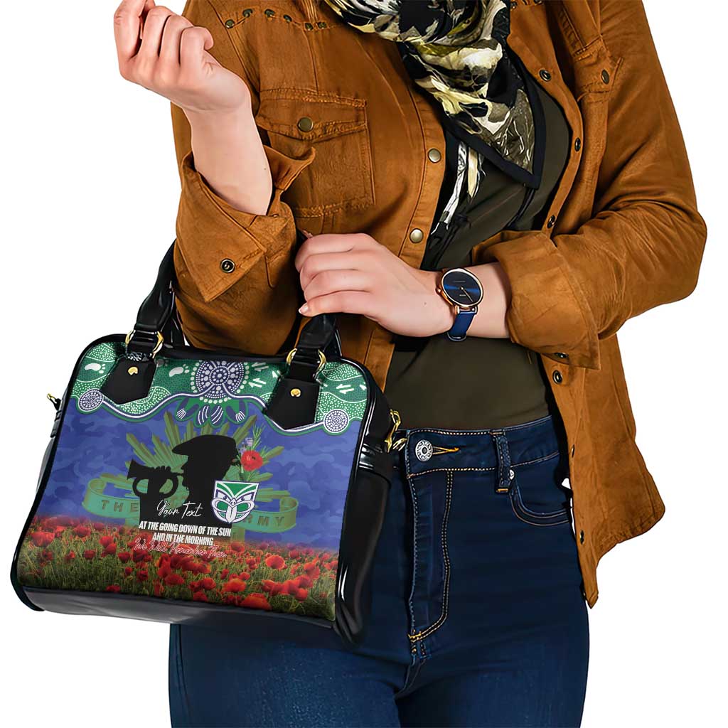 Personalised NZ Warriors Rugby ANZAC Day Shoulder Handbag Last Post Poppy We Will Remember Them