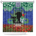 Personalised NZ Warriors Rugby ANZAC Day Shower Curtain Last Post Poppy We Will Remember Them