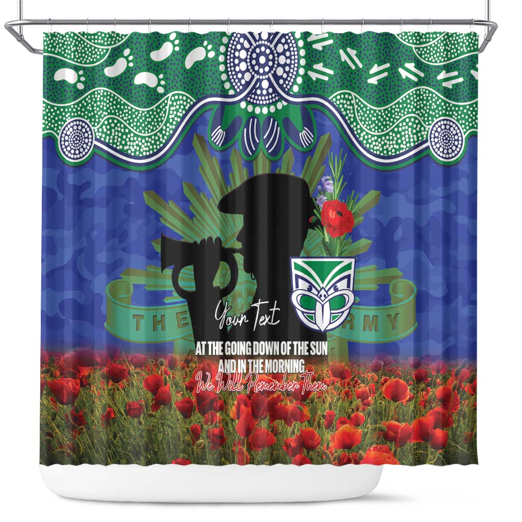 Personalised NZ Warriors Rugby ANZAC Day Shower Curtain Last Post Poppy We Will Remember Them
