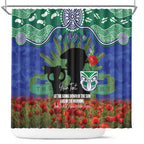 Personalised NZ Warriors Rugby ANZAC Day Shower Curtain Last Post Poppy We Will Remember Them