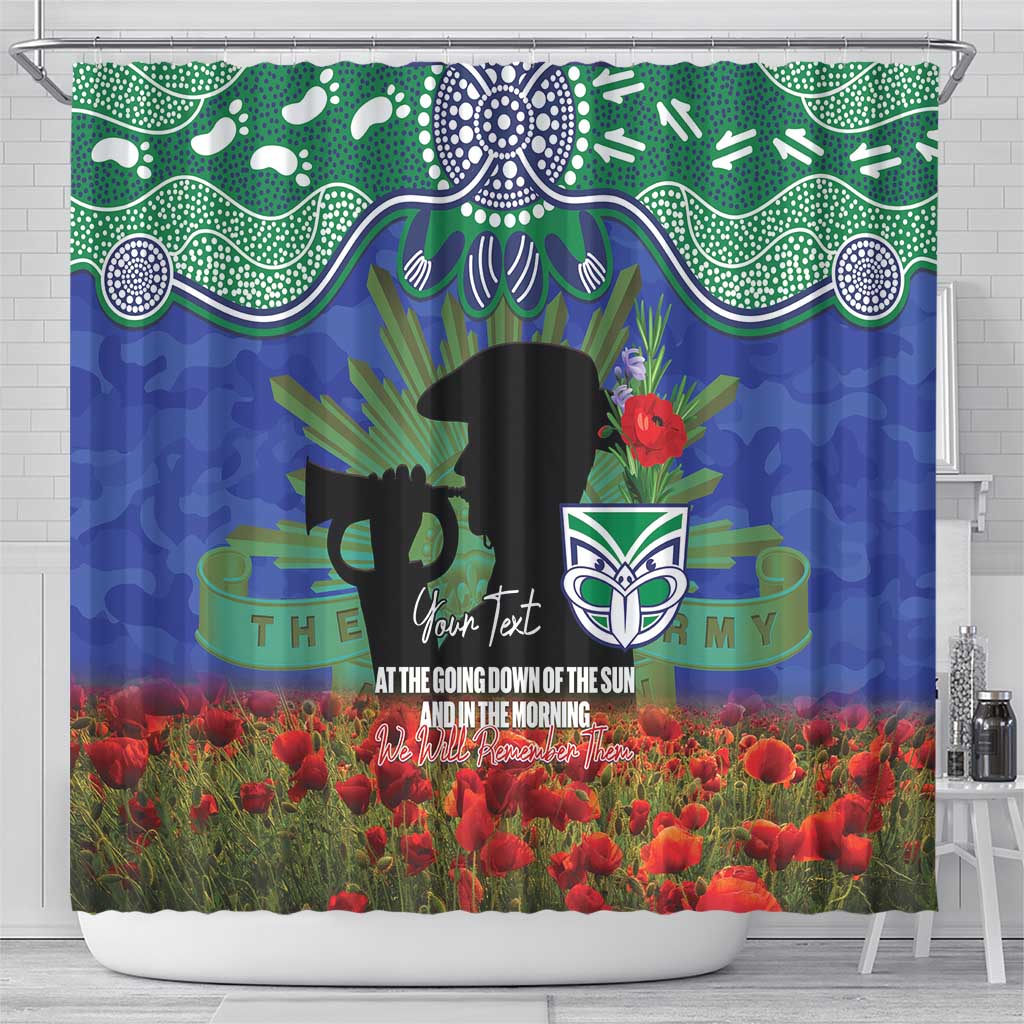 Personalised NZ Warriors Rugby ANZAC Day Shower Curtain Last Post Poppy We Will Remember Them