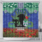 Personalised NZ Warriors Rugby ANZAC Day Shower Curtain Last Post Poppy We Will Remember Them