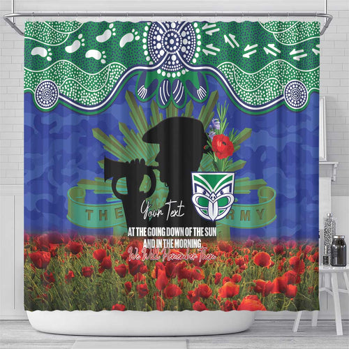 Personalised NZ Warriors Rugby ANZAC Day Shower Curtain Last Post Poppy We Will Remember Them