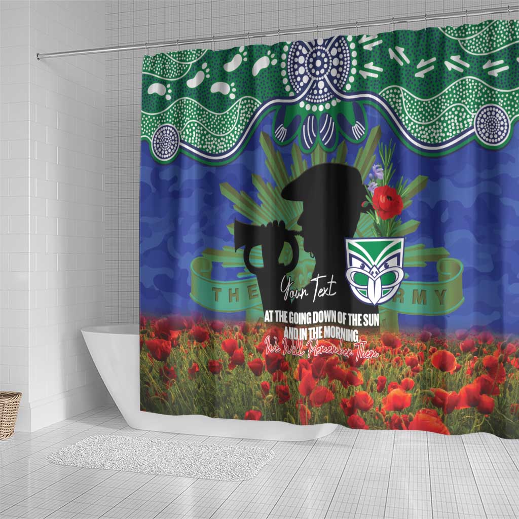 Personalised NZ Warriors Rugby ANZAC Day Shower Curtain Last Post Poppy We Will Remember Them