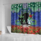 Personalised NZ Warriors Rugby ANZAC Day Shower Curtain Last Post Poppy We Will Remember Them