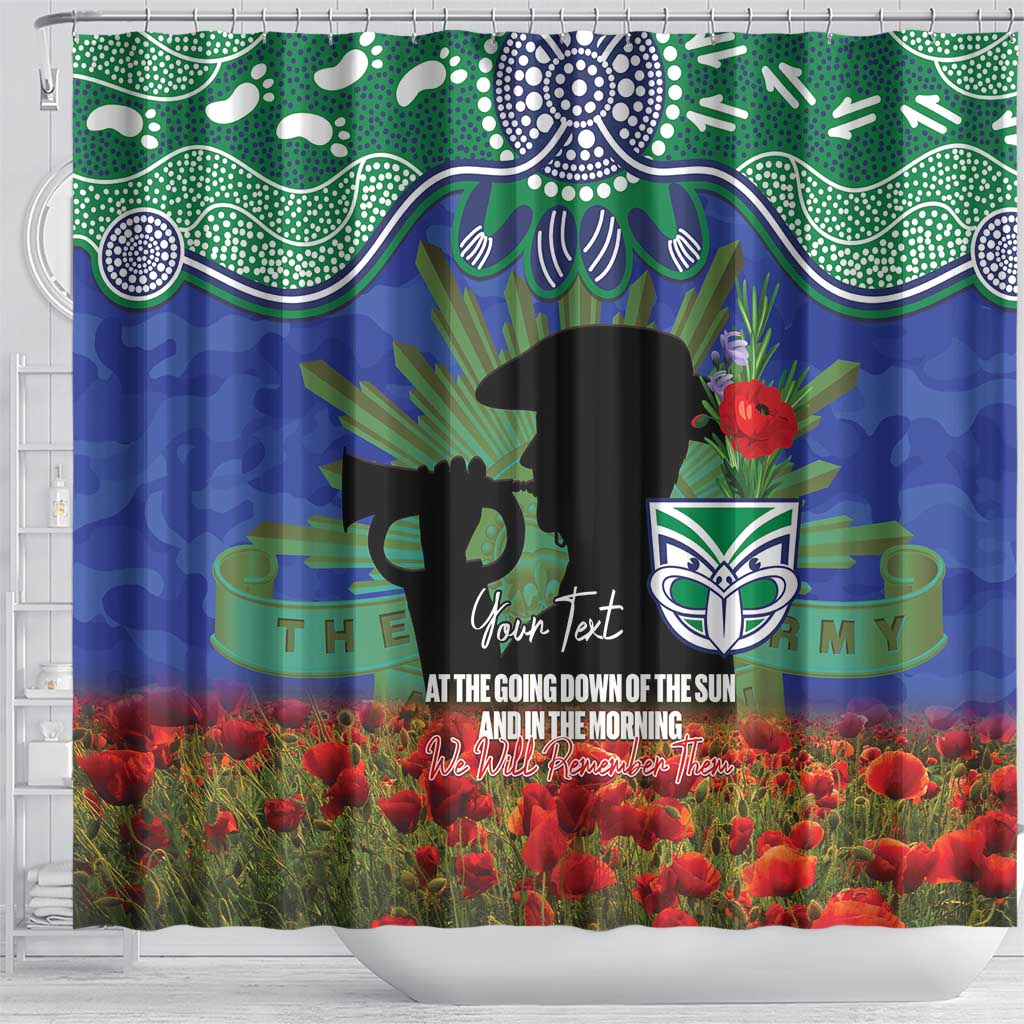 Personalised NZ Warriors Rugby ANZAC Day Shower Curtain Last Post Poppy We Will Remember Them