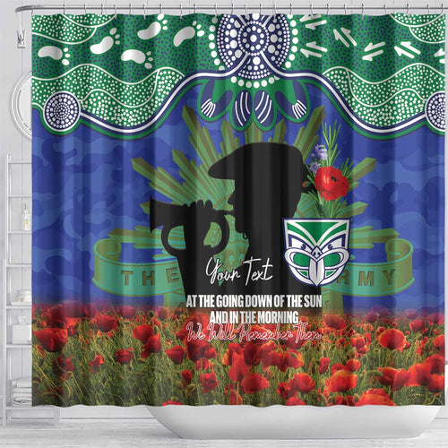 Personalised NZ Warriors Rugby ANZAC Day Shower Curtain Last Post Poppy We Will Remember Them