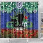 Personalised NZ Warriors Rugby ANZAC Day Shower Curtain Last Post Poppy We Will Remember Them