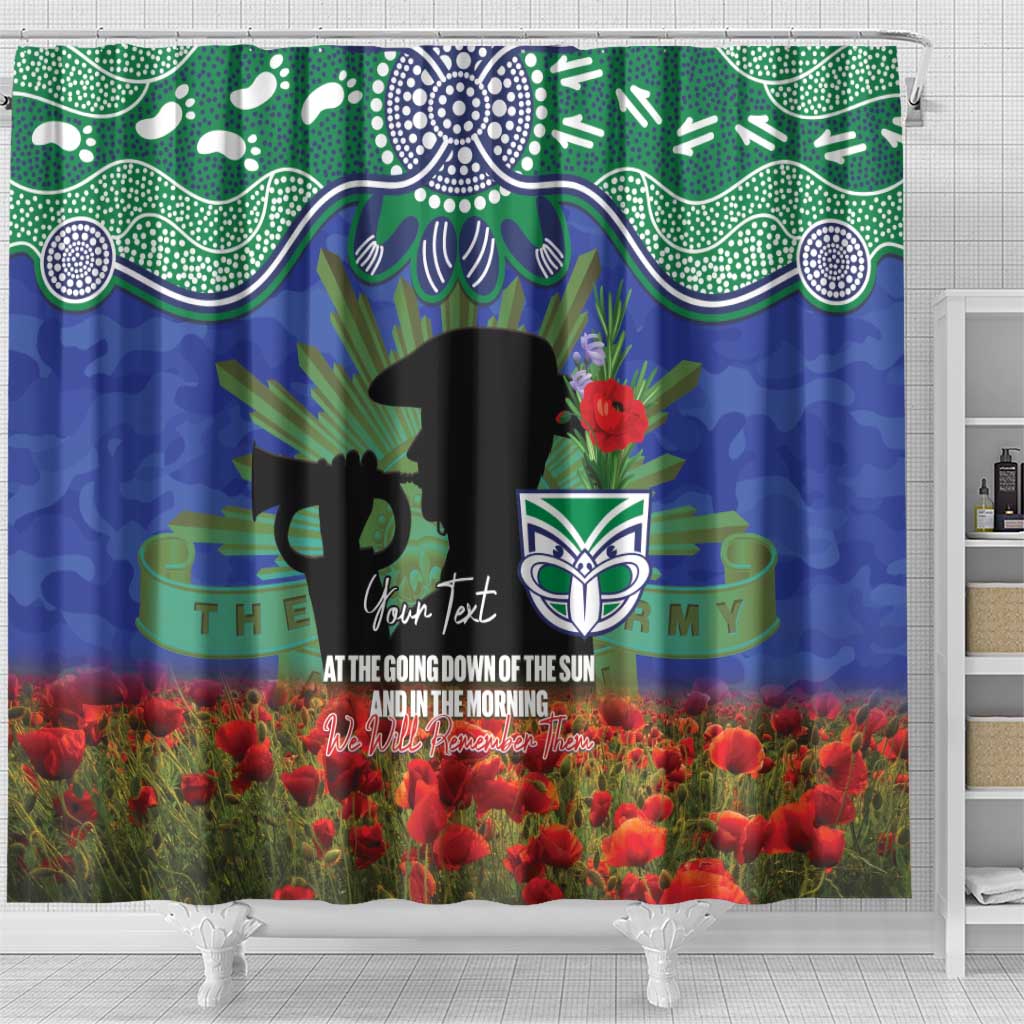 Personalised NZ Warriors Rugby ANZAC Day Shower Curtain Last Post Poppy We Will Remember Them