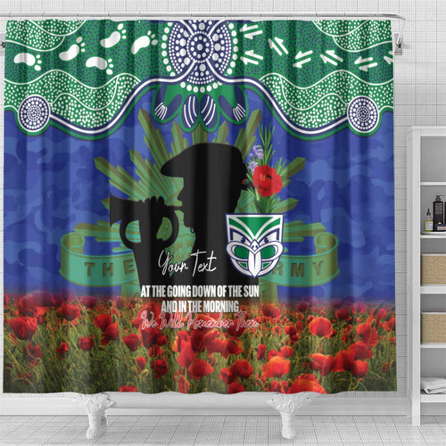 Personalised NZ Warriors Rugby ANZAC Day Shower Curtain Last Post Poppy We Will Remember Them