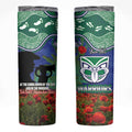 Personalised NZ Warriors Rugby ANZAC Day Skinny Tumbler Last Post Poppy We Will Remember Them