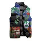 Personalised NZ Warriors Rugby ANZAC Day Sleeveless Puffer Jacket Last Post Poppy We Will Remember Them