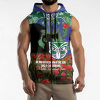 Personalised NZ Warriors Rugby ANZAC Day Sleeveless Zip Hoodie Last Post Poppy We Will Remember Them