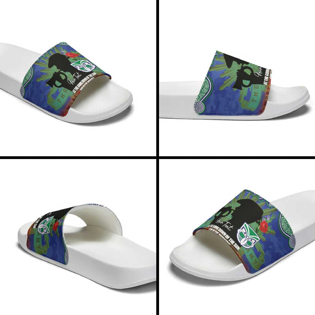 Personalised NZ Warriors Rugby ANZAC Day Slide Sandals Last Post Poppy We Will Remember Them