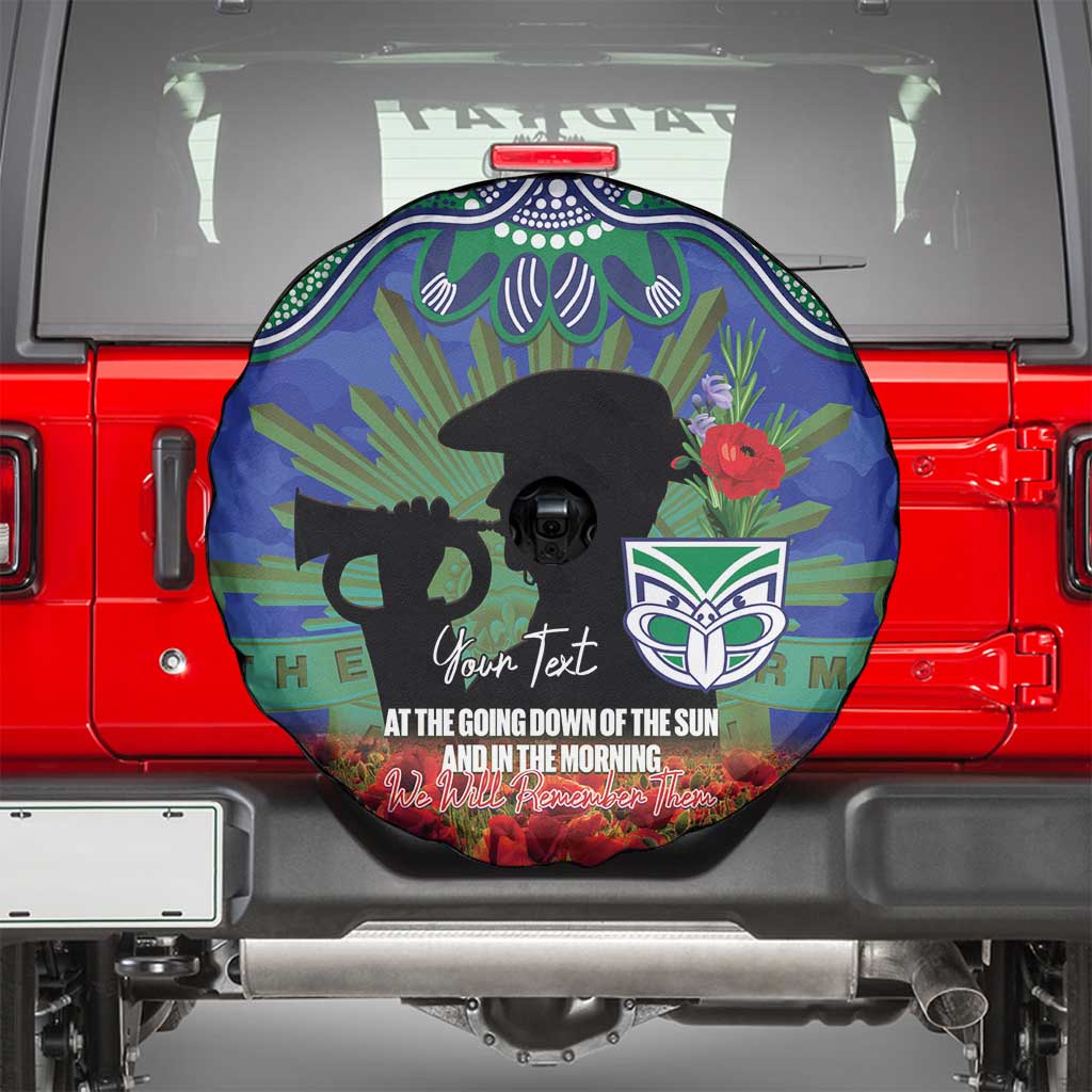 Personalised NZ Warriors Rugby ANZAC Day Spare Tire Cover Last Post Poppy We Will Remember Them