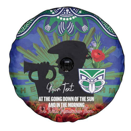Personalised NZ Warriors Rugby ANZAC Day Spare Tire Cover Last Post Poppy We Will Remember Them