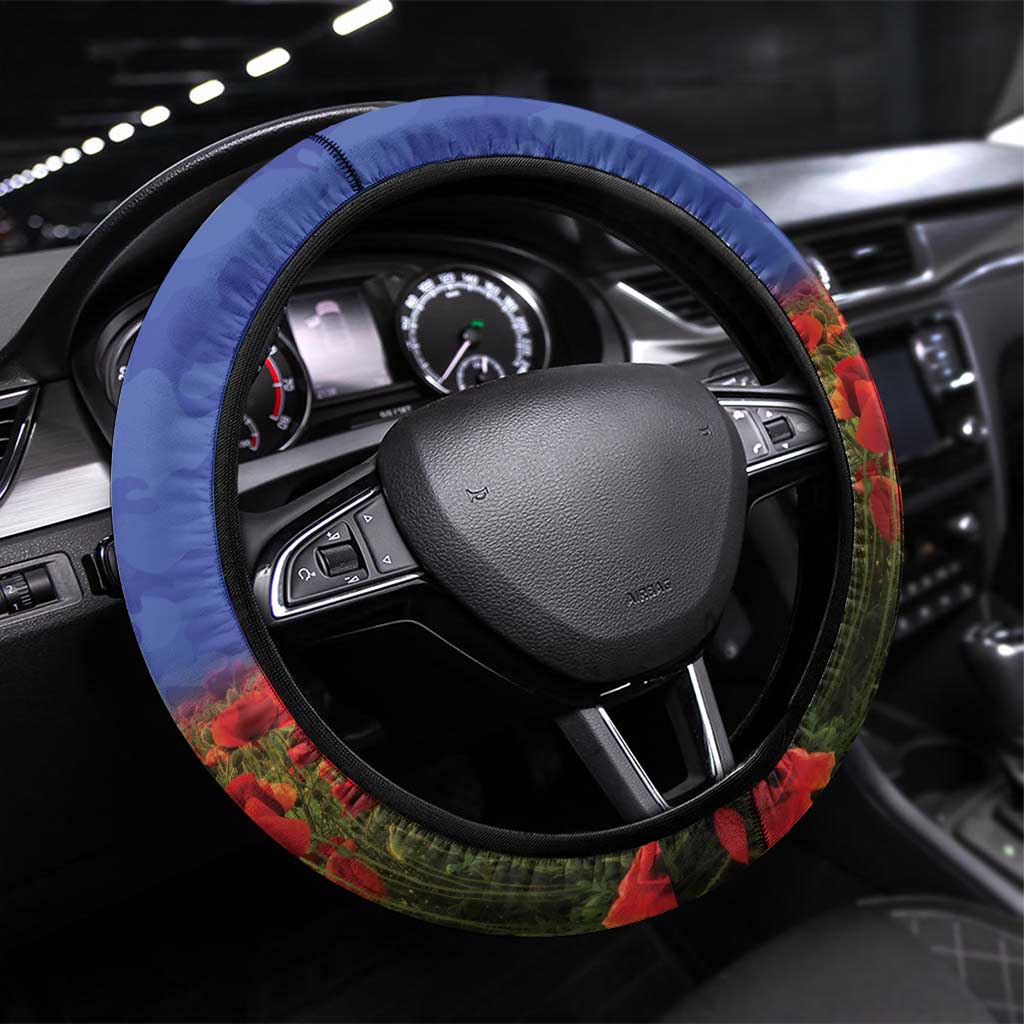 NZ Warriors Rugby ANZAC Day Steering Wheel Cover Last Post Poppy We Will Remember Them