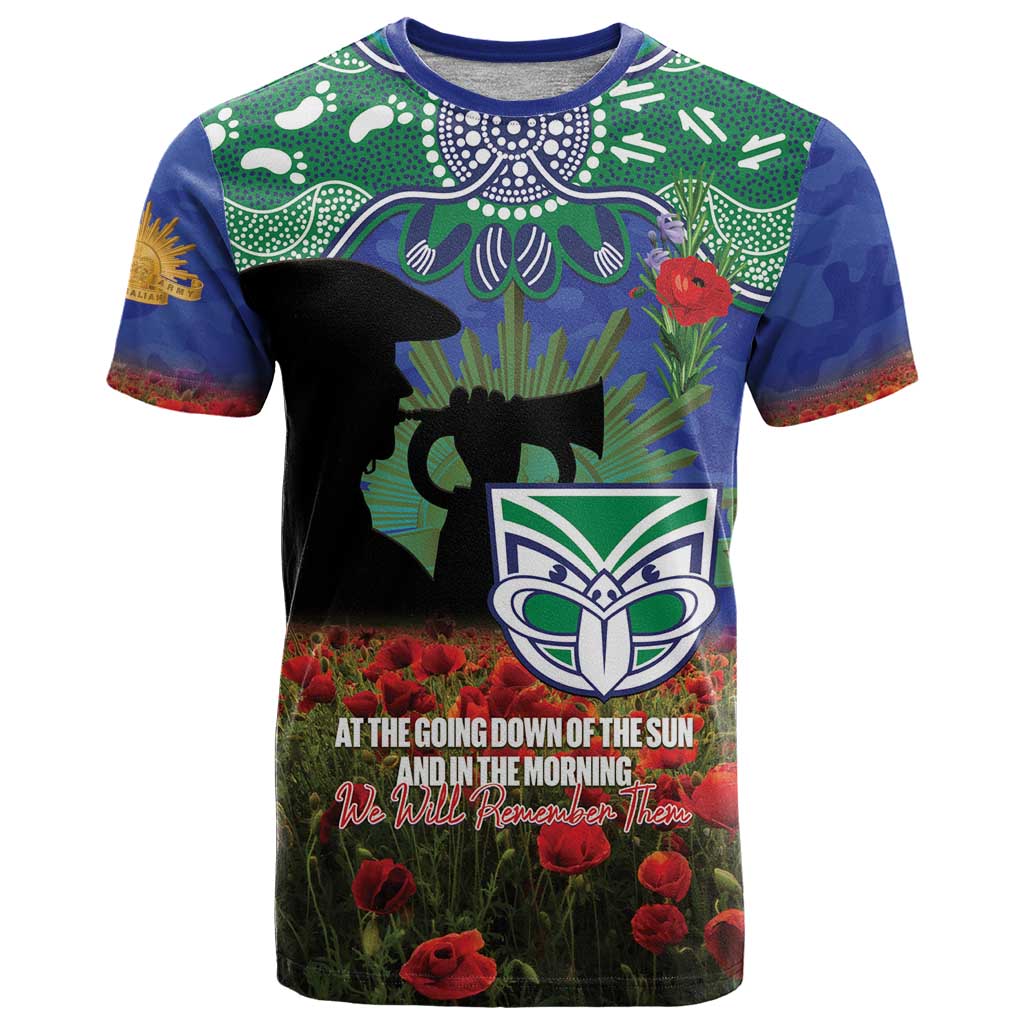 Personalised NZ Warriors Rugby ANZAC Day T Shirt Last Post Poppy We Will Remember Them
