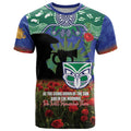 Personalised NZ Warriors Rugby ANZAC Day T Shirt Last Post Poppy We Will Remember Them