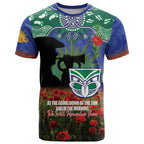 Personalised NZ Warriors Rugby ANZAC Day T Shirt Last Post Poppy We Will Remember Them