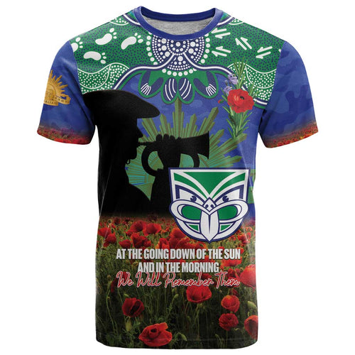 Personalised NZ Warriors Rugby ANZAC Day T Shirt Last Post Poppy We Will Remember Them