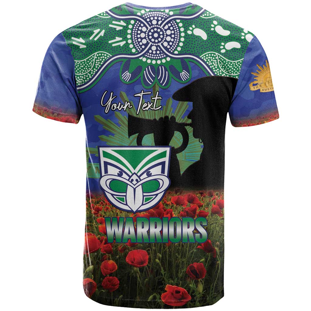 Personalised NZ Warriors Rugby ANZAC Day T Shirt Last Post Poppy We Will Remember Them