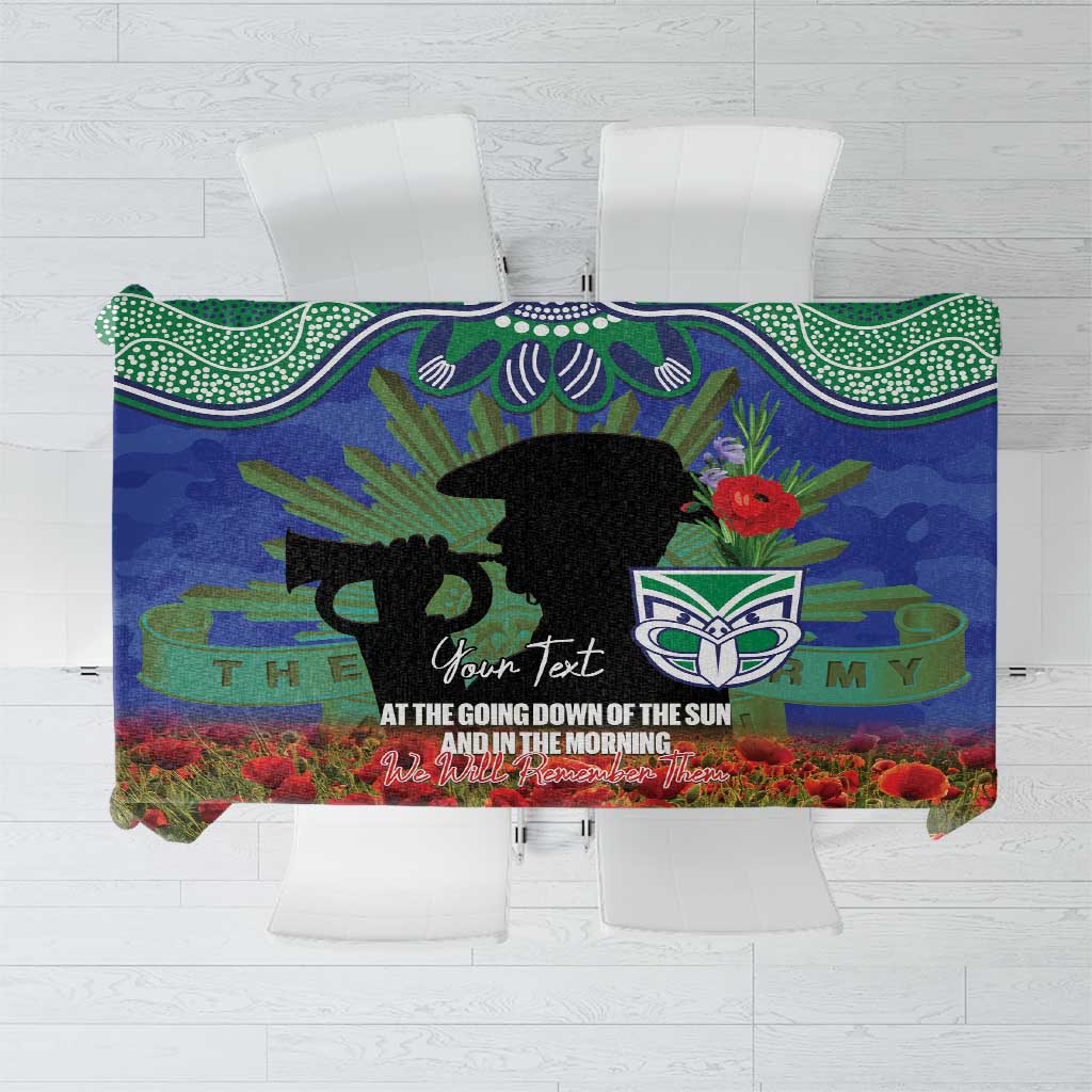 Personalised NZ Warriors Rugby ANZAC Day Tablecloth Last Post Poppy We Will Remember Them