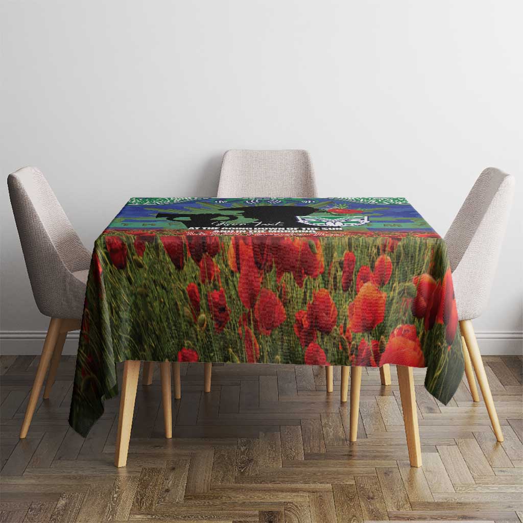 Personalised NZ Warriors Rugby ANZAC Day Tablecloth Last Post Poppy We Will Remember Them